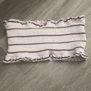 Maroon striped bathing suit top